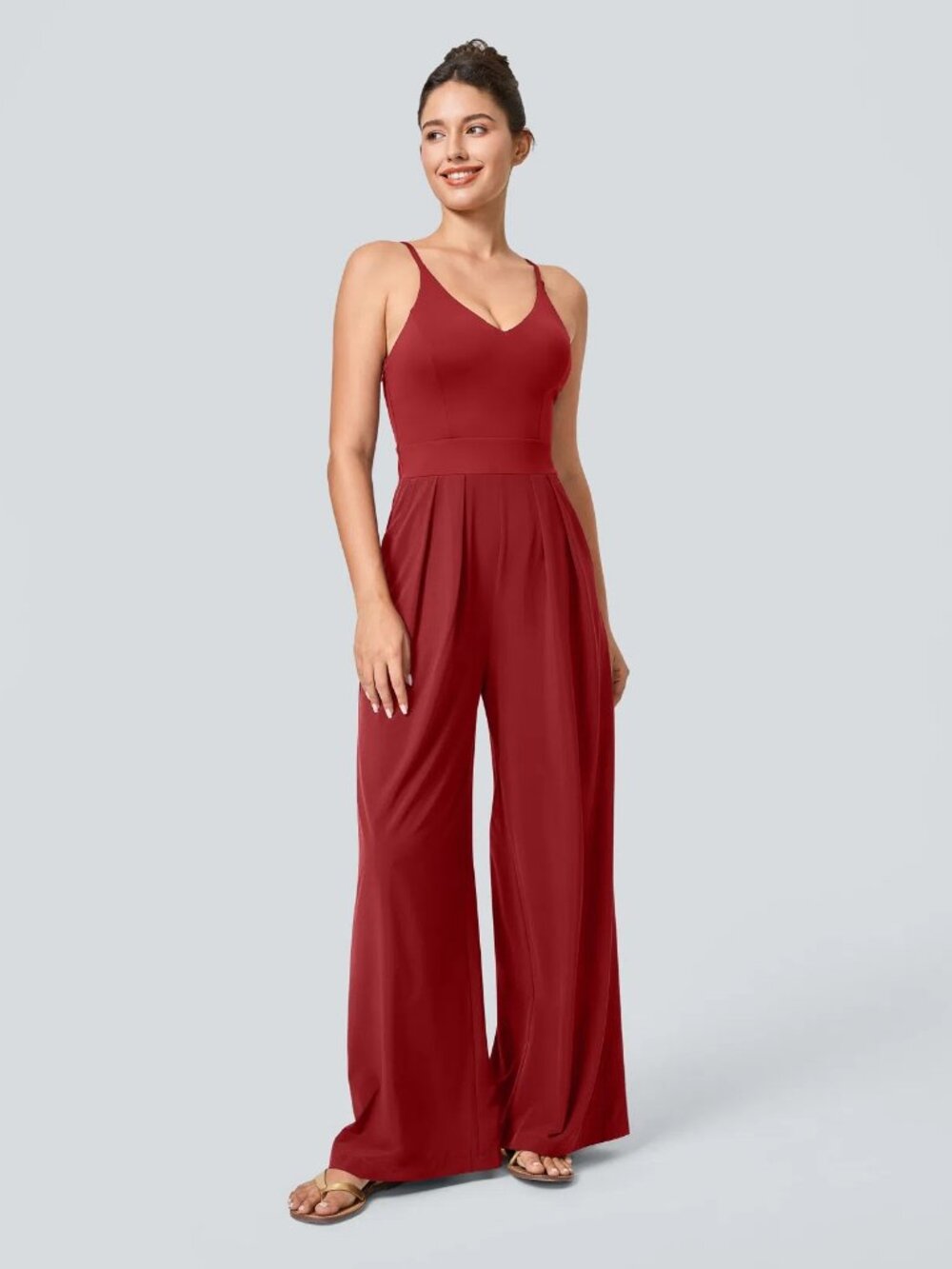 HALARA Red Spaghetti Strap Jumpsuit